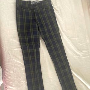 Levi’s blue and green plaid super skinny 510s.  Early 2000’s. No holes or tears